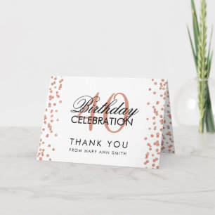 Rose Gold 40th Birthday Thank you Glitter Confetti Card