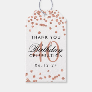 Rose Gold 40th Birthday Thank You Glitter Confetti Gift Tags
