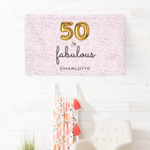 Rose Gold 50 and Fabulous Modern Birthday Banner