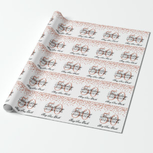 Rose Gold 50th Birthday Faux Glitter Confetti Wrapping Paper