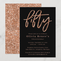 Rose Gold 50th Birthday Invitation Modèle