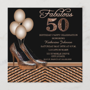 Rose Gold 50th Birthday Party Invitation