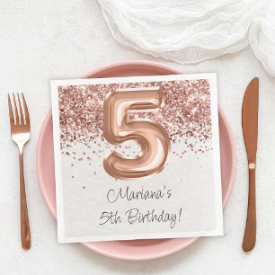 Rose Gold 5th Birthday Party Napkin