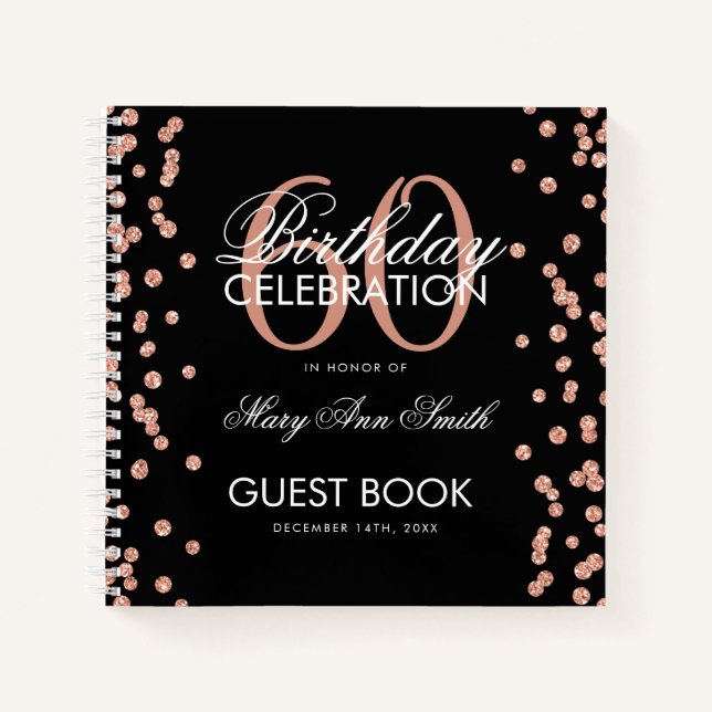 Rose Gold 60e Anniversaire Livre d'or Confetti Noi (Devant)