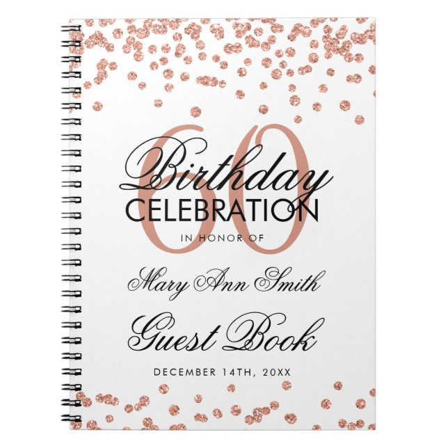 Rose Gold 60th Birthday Guest Book Confetti (Front)
