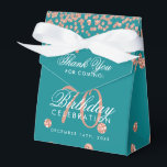 Rose Gold 70th Birthday Thank You Confetti Teal Favor Box<br><div class="desc">Elegant "Thank You" 70th Birthday Rose Gold Faux Glitter Confetti Teal design.</div>