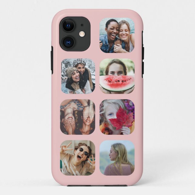 Rose Gold 7 Photo Square Template Collage iPhone C Case-Mate iPhone Case (Back)