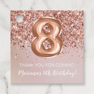 Rose Gold 8th Birthday Party Favour Tags