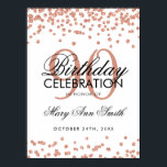 Rose Gold 90th Birthday Glitter Confetti White Poster<br><div class="desc">Elegant 90th Birthday Rose Gold White Faux Glitter Confetti banner template.</div>