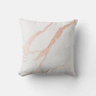 Rose Gold Accents – Elegant White Marble Design Throw Pillow