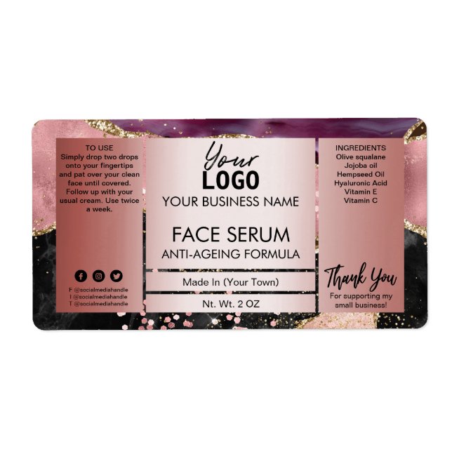Rose Gold Agate Hair And Face Oil Serum (Front)