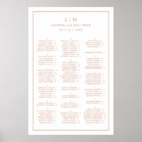 Rose Gold Alphabetical Wedding Seating Chart