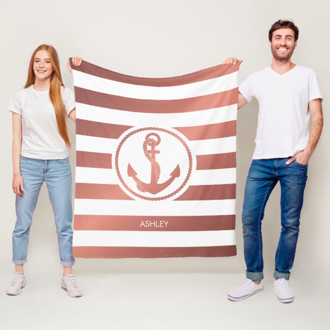 Rose Gold Anchor Fleece Blanket (In Situ)