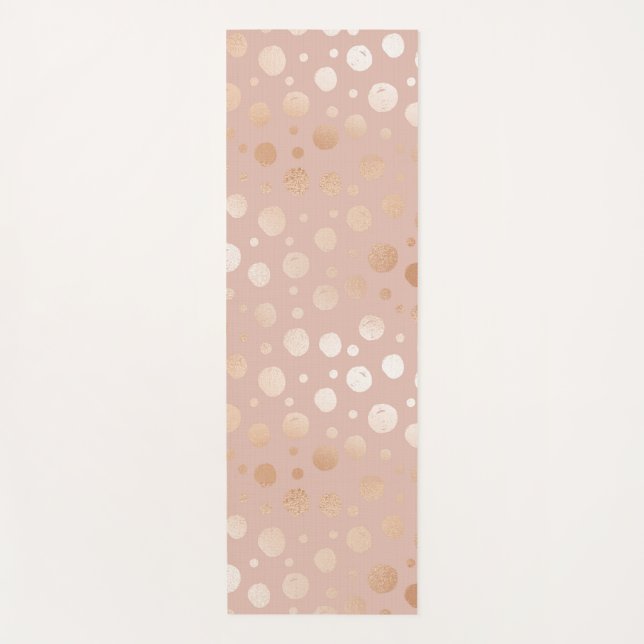 Rose-gold and beige dots pattern yoga mat (Front)