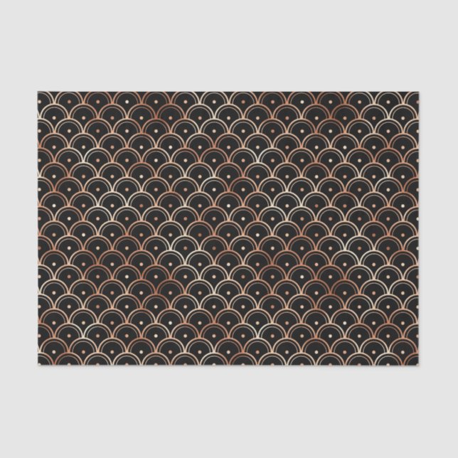 Rose Gold and Black Circles Art Deco Pattern Tissue Paper (Front)