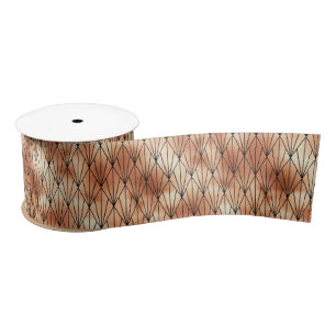 Rose Gold and Black Diamond Art Deco Pattern Satin Ribbon