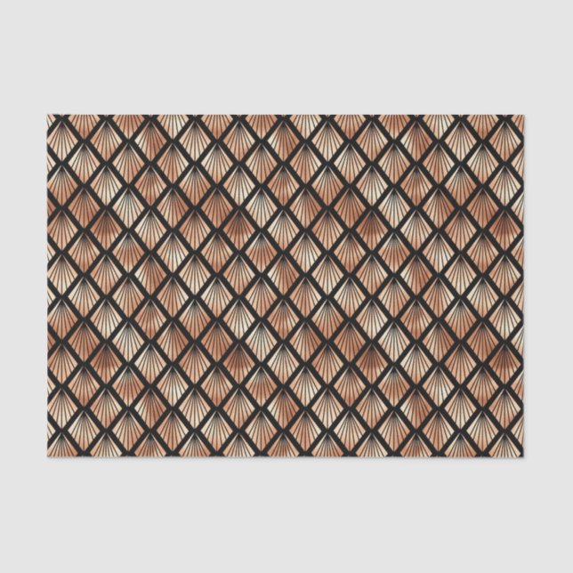 Rose Gold and Black Diamond Art Deco Pattern Tissue Paper (Front)