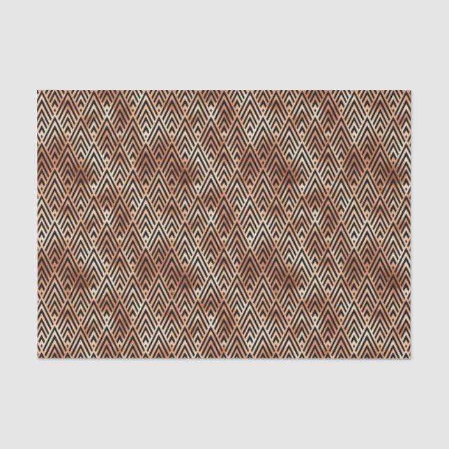 Rose Gold and Black Diamond Art Deco Pattern Tissue Paper (Front)
