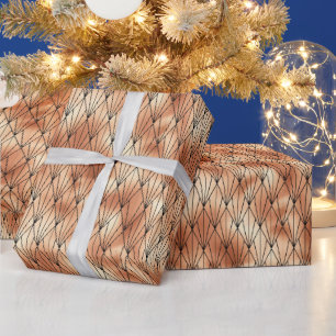 Rose Gold and Black Diamond Art Deco Pattern Wrapping Paper