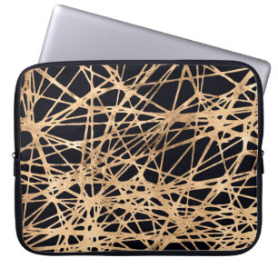 Rose gold and black distressed net pattern laptop sleeve