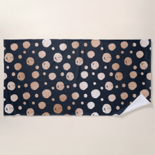 Rose-gold and black dots pattern beach towel