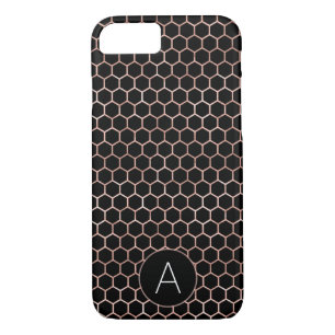 Rose Gold and Black Girly Hexagon Pattern Case-Mate iPhone Case