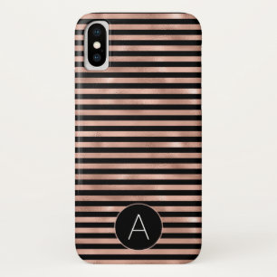 Rose Gold and Black Girly Striped Pattern Case-Mate iPhone Case
