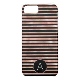 Rose Gold and Black Girly Striped Pattern Case-Mate iPhone Case