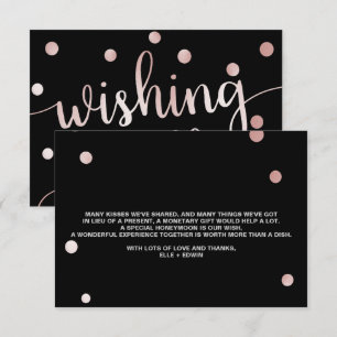 Rose Gold and Black   Glam Wedding Wishing Well Enclosure Card
