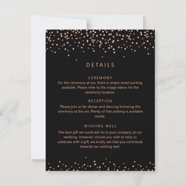 Rose gold and Black Glitter Detail Enclosure Card (Front)