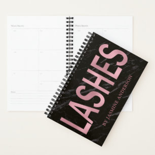 Rose Gold And Black Marble Lashes Appointment Book Planner