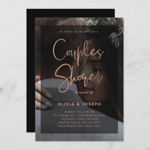 Rose Gold and Black Overlay   Couples Shower Invitation
