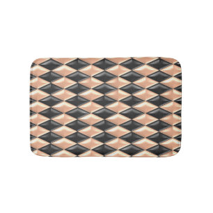 Rose Gold And Black Rhomboids Bath Mat