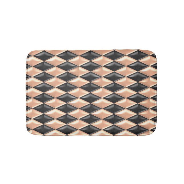 Rose Gold And Black Rhomboids Bath Mat (Front)