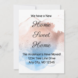 Rose Gold and Blue Splash Moving Announcement