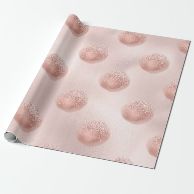 Rose Gold and Blush Confetti Wrapping Paper (Unrolled)