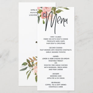 Rose Gold and Blush Floral Menu
