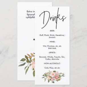 Rose Gold and Blush Floral Tea Party Drinks Menu