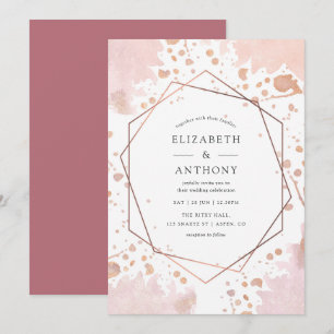 Rose Gold and Blush Geometric Wedding Invitation