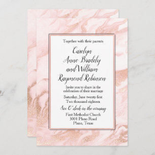 Rose Gold and Blush Marbled Wedding Invitation