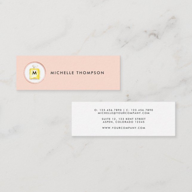 Rose Gold and Blush Pink Beautician Mini Business Card (Front/Back)