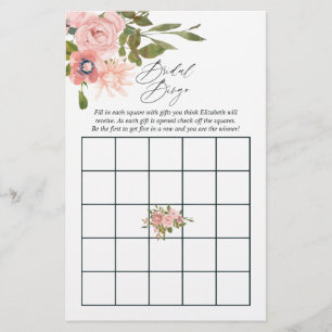Rose Gold and Blush Pink Bridal Shower Bingo