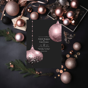 Rose Gold and Blush Pink Christmas Wedding Invitation