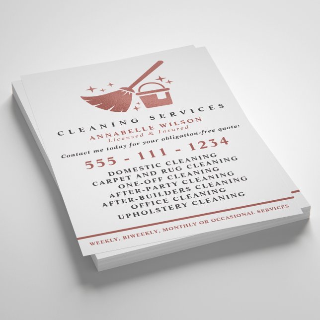 Rose Gold And Blush Pink Cleaning Services   Flyer (Creator Uploaded)