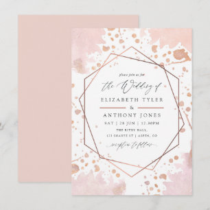 Rose Gold and Blush Pink Geometric Wedding Invitation