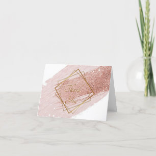 Rose gold and blush splash thank you card