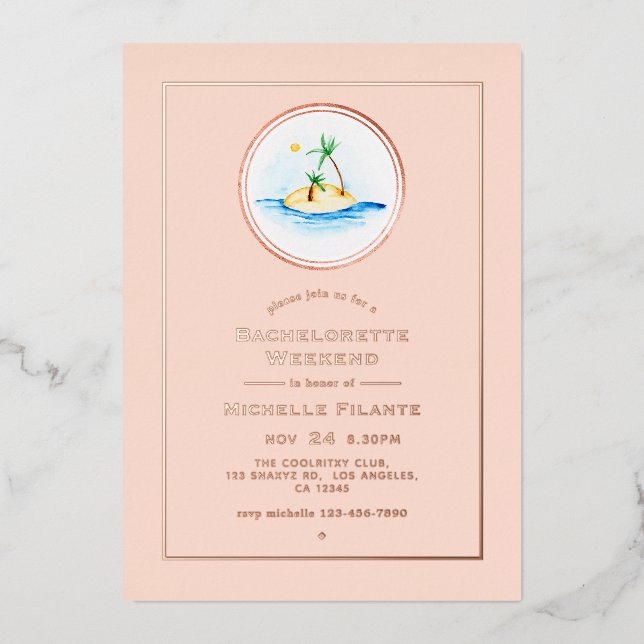 Rose Gold and Blush Tropical Bachelorette Weekend (Front)