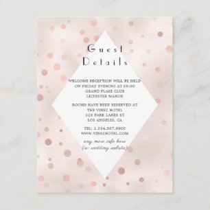 Rose Gold and Blush Vintage Wedding Guest Details Enclosure Card