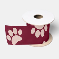 Rose Gold And Burgundy Colour Dog Paw Pattern