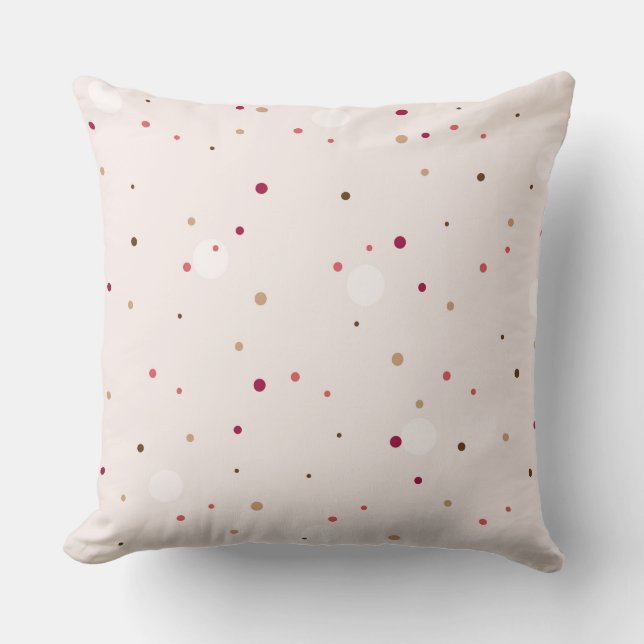 Rose-gold and dark-red small dots pattern throw pillow (Front)